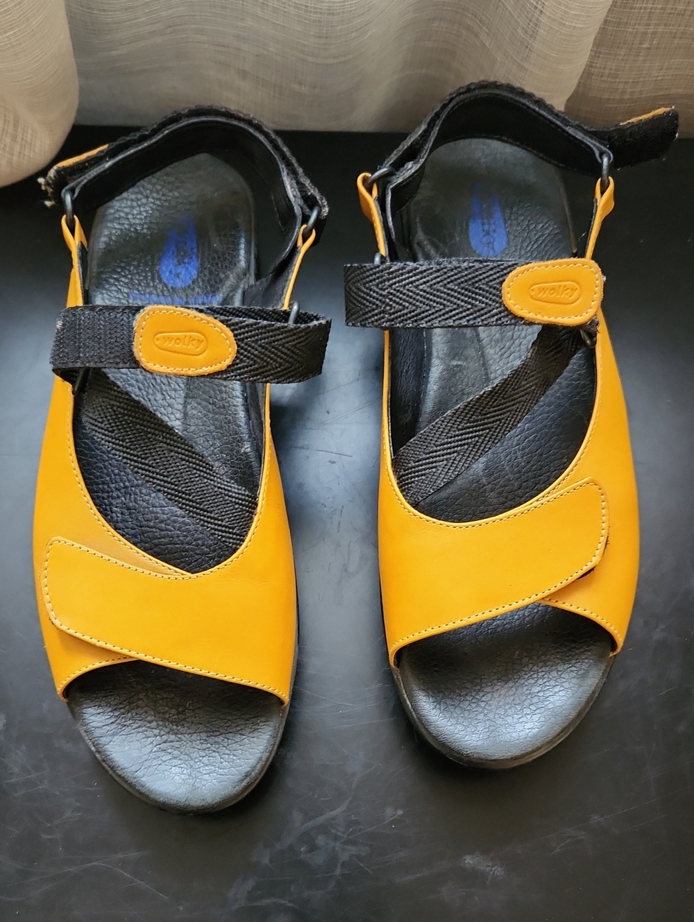 Wolky Women's Yellow Leather Adjustable Sandals